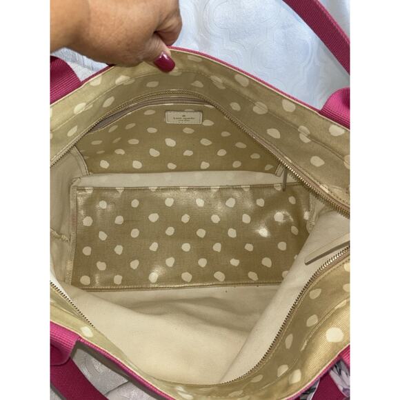 Kate Spade Gold Polka Dot Tote with Pink Accents - Picture 8 of 11